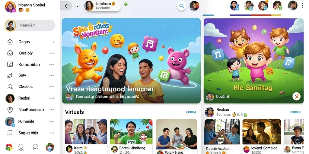 Tampilan menu dengan berbagai pilihan karakter dan misi.